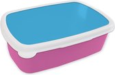 Broodtrommel Roze - Lunchbox Blauw - Licht - Kleuren - Brooddoos 18x12x6 cm - Brood lunch box - Broodtrommels voor kinderen en volwassenen