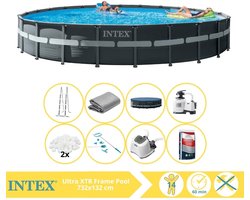Intex Ultra XTR Frame Zwembad - Opzetzwembad - 732x132 cm - Inclusief Filterbollen, Onderhoudsset, Zoutsysteem en Zout