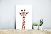 Wanddecoratie Metaal - Aluminium Schilderij Industrieel - Giraffe - Dieren - Natuur - Portret - 20x30 cm - Dibond - Foto op aluminium - Industriële muurdecoratie - Voor de woonkamer/slaapkamer