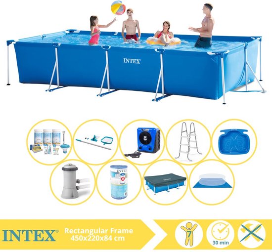 Piscine Cadre Rectangulaire Intex - Piscine Hors Sol - 300x200x75 cm -  Inclus Solar