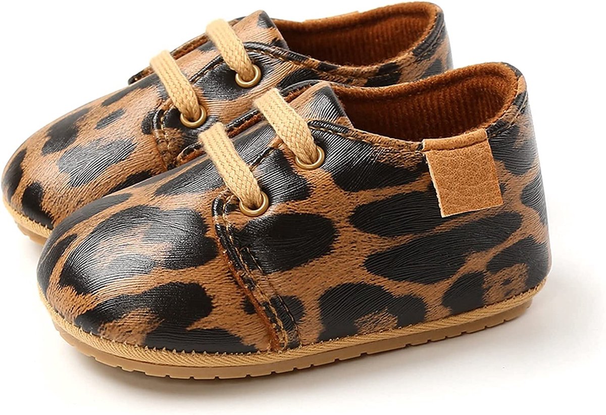 Steppies - Babyschoentjes PU Leer met Veters - Tijgerprint - Maat 20-21
