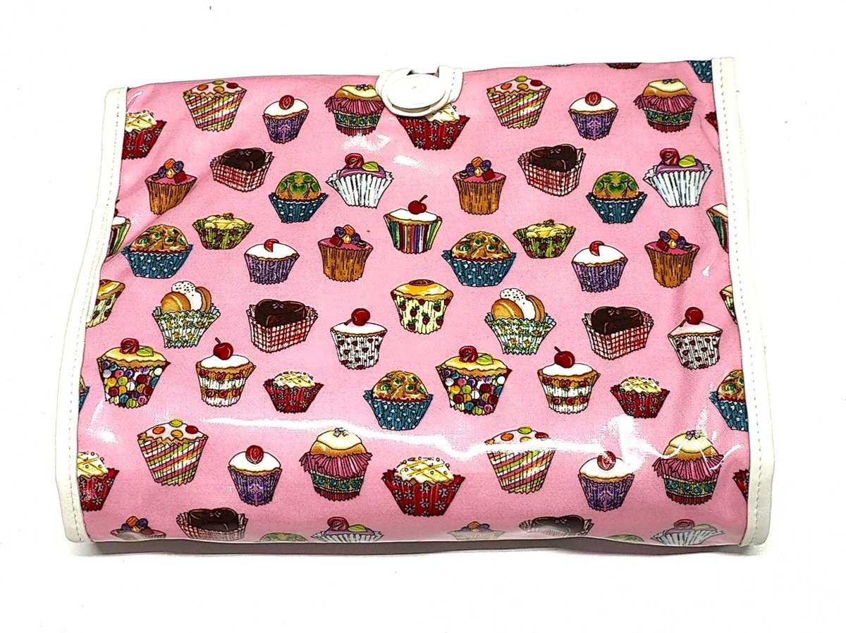 Vagabond Hang-Up Toilettas "Cup Cakes" 5678-afmeting 25,5 x 5 x 20 cm opgevouwen.