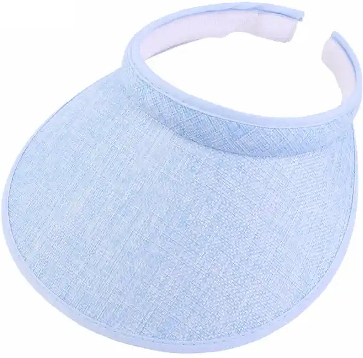 Klem zonneklep zonnepet met brede rand kleur blauw maat one size
