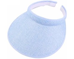 Klem zonneklep zonnepet met brede rand kleur blauw maat one size