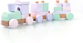 Liebelini - speelgoed en bois - train de blocs en bois - train jouet en bois - blocs empilables - rose violet - 40 cm