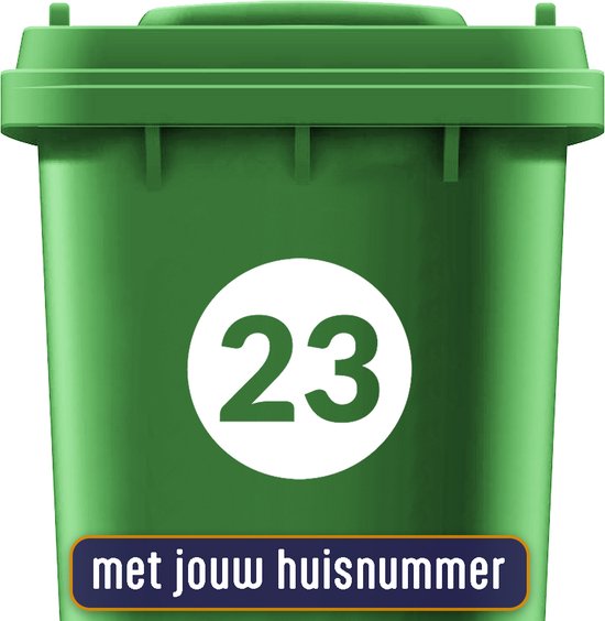 Foto: Kliko sticker rond met nummer container sticker cijfer sticker huisnummer wit 20cm