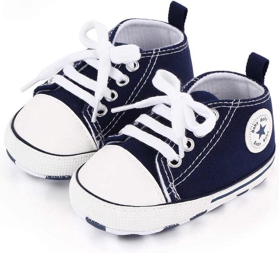 Baby Schoenen - Pasgeboren Babyschoenen - Eerste Baby Schoentjes 12-18 maanden -Schoenmaat 20-21 - Baby slofjes 13cm - Blauw