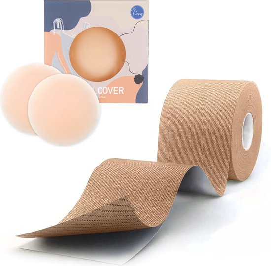 Le Civa® Boob Tape – Plak BH – Borst Push Up - Fashion Tape – lift - 5m lang - Incl. Siliconen Nipple Covers