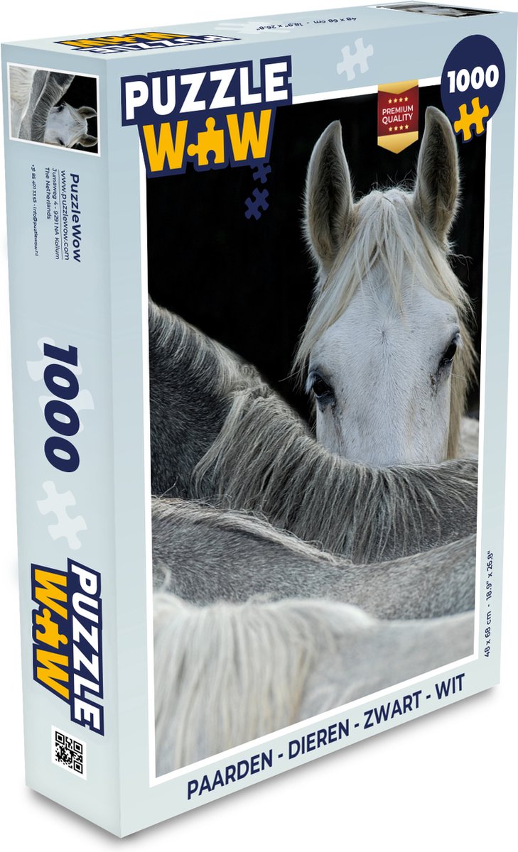 Puzzel Paarden - Dieren - Zwart - Wit - Legpuzzel - Puzzel 1000 stukjes volwassenen