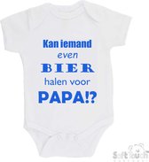 Body au toucher doux "Est-ce que quelqu'un peut offrir une bière à papa !?" Père Vaderdag Papa Garçons Katoen Wit/ Bleu Taille 56/62