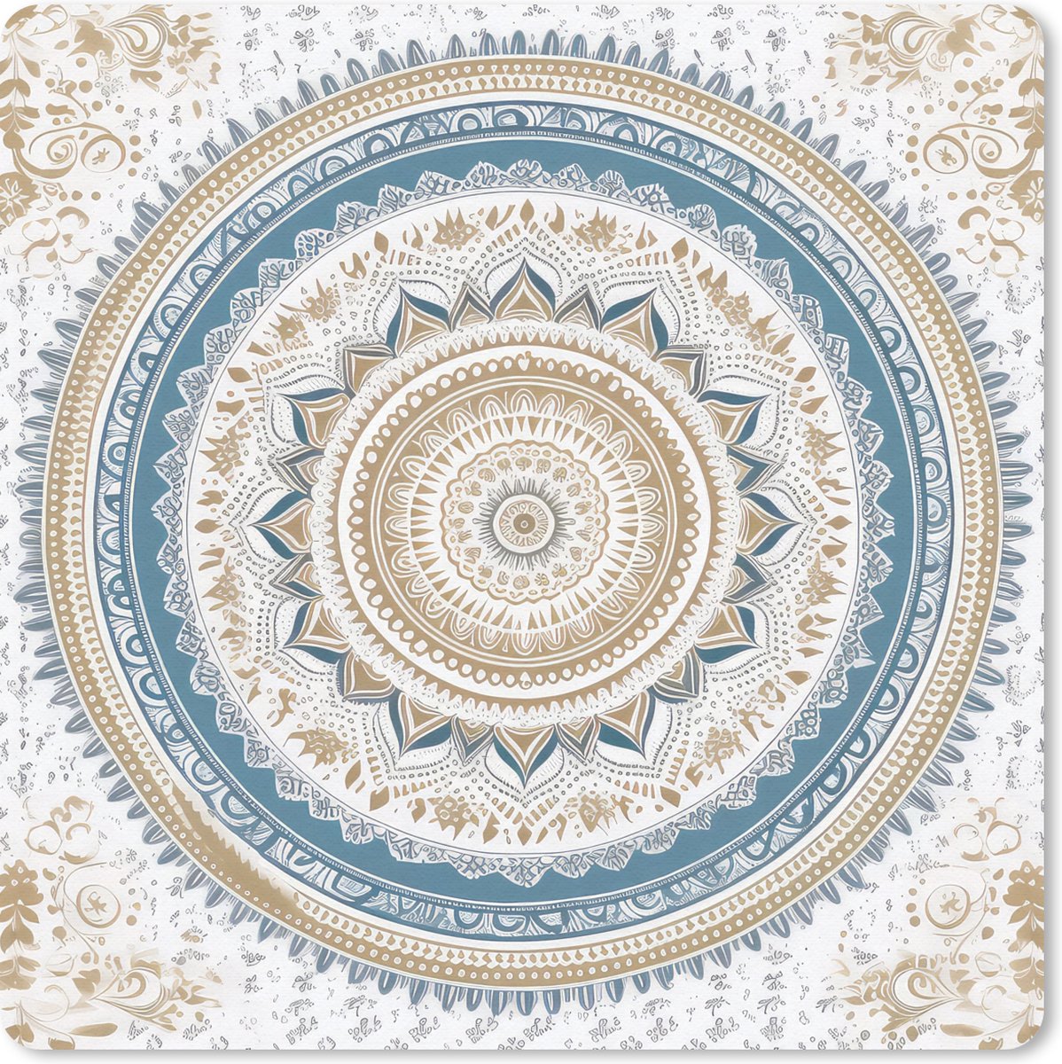 Muismat 30x30 cm - Mousepad Mandala - Blauw - Bohemian - Wit - Design - Muismatten