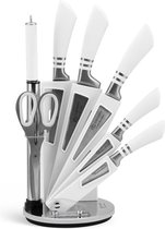 Edënbërg White Line - Ensemble de couteaux avec porte-couteau de Luxe - 8 pièces