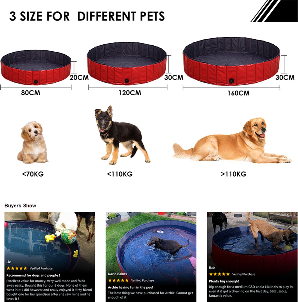 Piscine pour chien pliable en pvc antidérapante pour chiot, douche,  baignoire, baignoire, piscine, intérieur ou extérieur (bleu, 80 x 20 cm),  piscine hors-sol, Benobby Kids