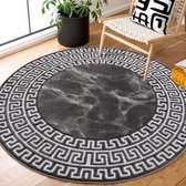 Flycarpets Tiberius Modern Marmer Design Vloerkleed Rond - Antraciet - 120x120 cm