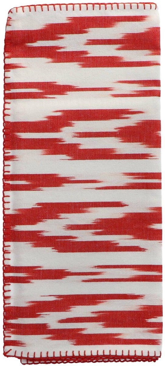 Teixits Vicens - Tafelloper gestikte rand Rojo motief 109 150x48cm - Tafellopers