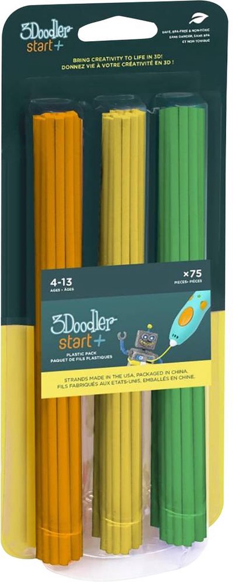 3Doodler Start Navulverpakking 75 Kleurstaafjes - oranje/geel/groen
