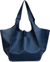 Schoudertassen - tassen - schoudertas Ivy XL donkerblauw - vintage Look - leerlook - damestas