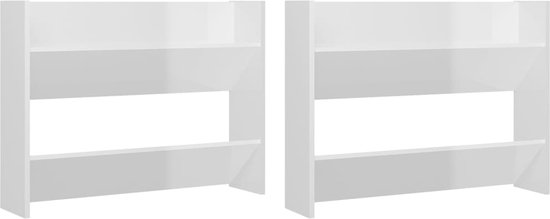 vidaXL-Wandschoenenkasten-2-st-80x18x60-cm-bewerkt-hout-hoogglans-wit