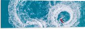 Dibond - Bovenaanzicht van Stuntende Jetski's op Golven van de Zee - 120x40 cm Foto op Aluminium (Wanddecoratie van metaal)
