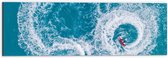 Dibond - Bovenaanzicht van Stuntende Jetski's op Golven van de Zee - 60x20 cm Foto op Aluminium (Wanddecoratie van metaal)