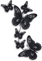 Pro Garden décoration murale de jardin papillons - métal - noir - 30 x 65 cm - papillons muraux