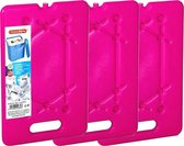 Plasticforte koelelementen 200 gram - 3x - 11 x 16 x 1.5 cm - roze - voor koelbox en koeltas