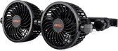 AMiO Dubbele Autoventilator voor Hoofdsteun met USBoplader Zwart (5x10 cm) 12V