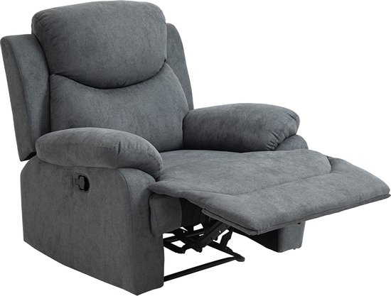 Mara Luxe Relaxstoel - Ligfunctie - Kantelbaar 150 ° - TV Fauteuil - Grijs - Linnen - ‎97 x 96 x 105,5 cm