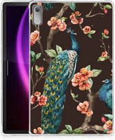 Siliconen Hoesje met foto Lenovo Tab P11 Gen 2 Tablet Cover Pauw met Bloemen met doorzichte zijkanten