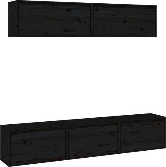 vidaXL - Tv-meubelen - 5 - st - massief - grenenhout - zwart