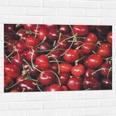 Muursticker - Doos Vol met Verse Rode Kersen - 90x60 cm Foto op Muursticker