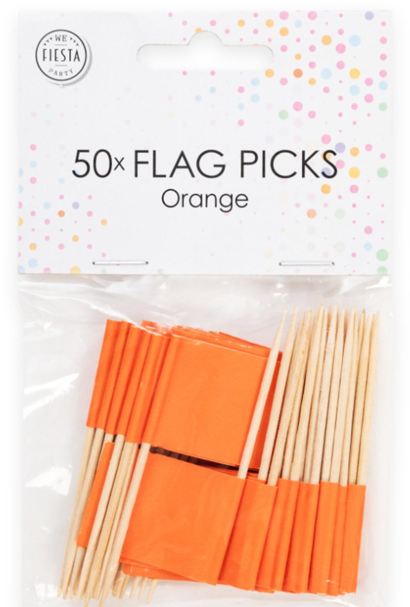 vlagprikker oranje 50stuks - sate prikkers - koningsdag - ek -  wk - halloween -