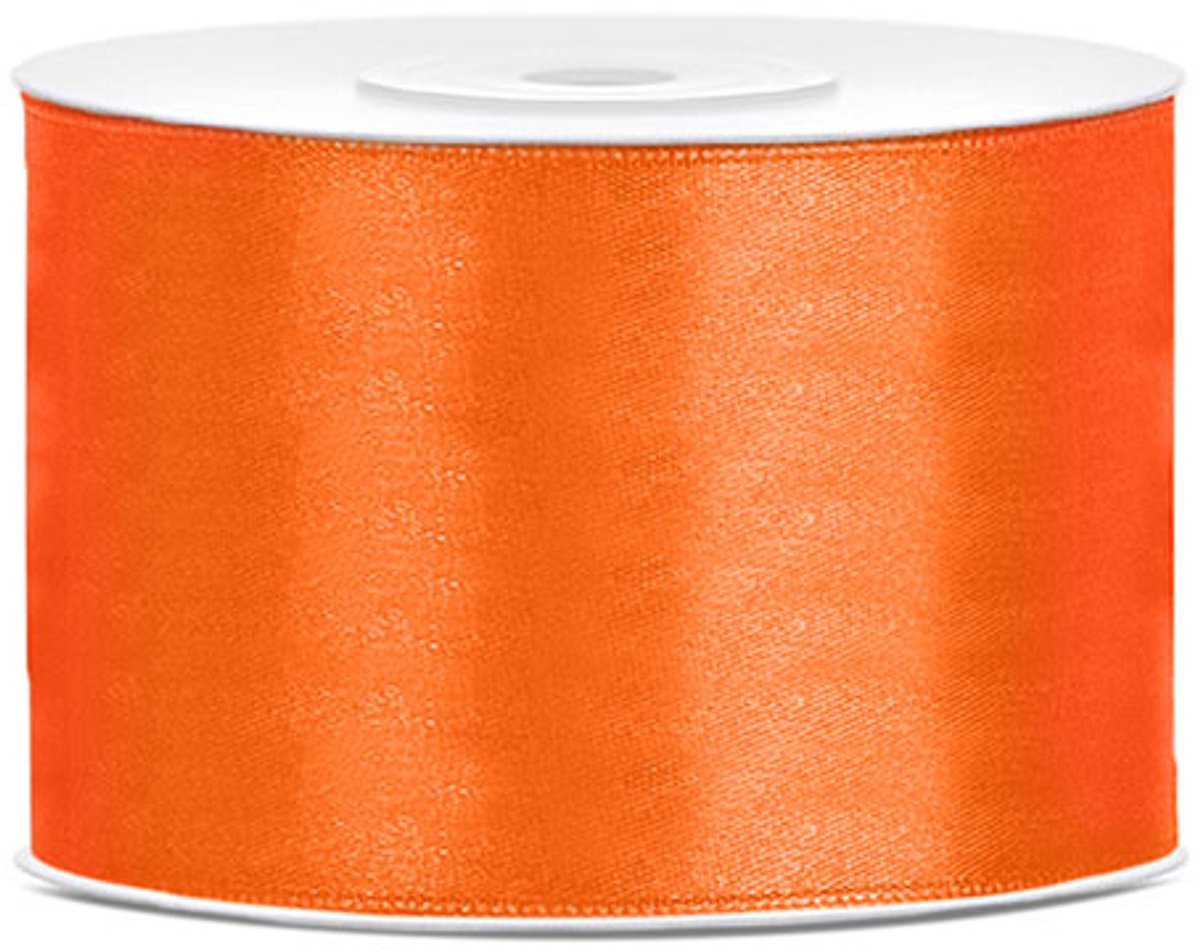 PartyDeco - Satijn lint Oranje 50mm/rol 25m - WK voetbal 2026 - WK voetbal versiering - WK voetbal outfit - Nederland WK
