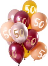 Folat - Ballonnen 50 Jaar Roze-Goud 30 cm - 12 stuks