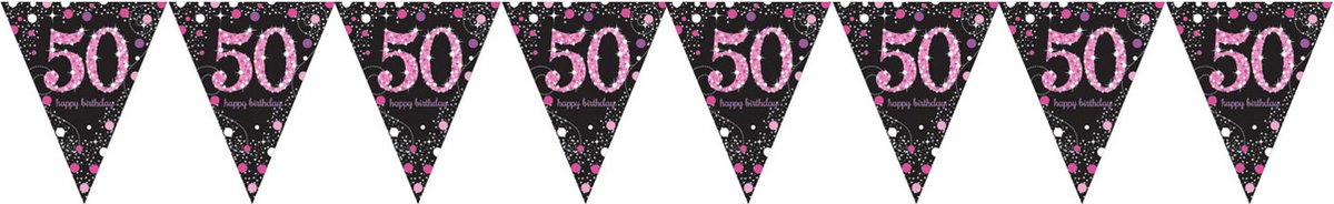 Amscan - Sparkling Celebrations - Vlaggenlijn 50 Pink (4 meter)