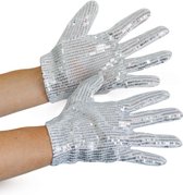 Folat - Popster Handschoenen Zilver paillet