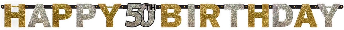 Amscan by Riethmuller - Riethmüller - Sparkling Celebrations – Letter Slinger 50 Goud (2,13 meter)
