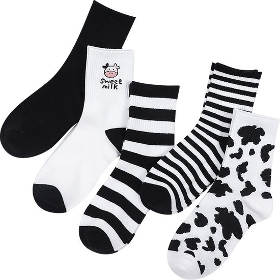 Jolly Socks - 5 paires de chaussettes hautes imprimé vache pour femme -  Chaussettes... | bol