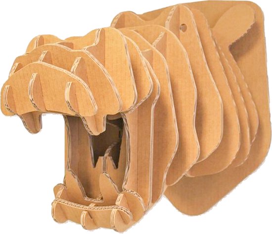 Decoratie - Kartonnen Dierenkop - Nijlpaard - (Kinderkamer) Wanddecoratie - 80x65x4 cm - Hobbykarton - KarTent