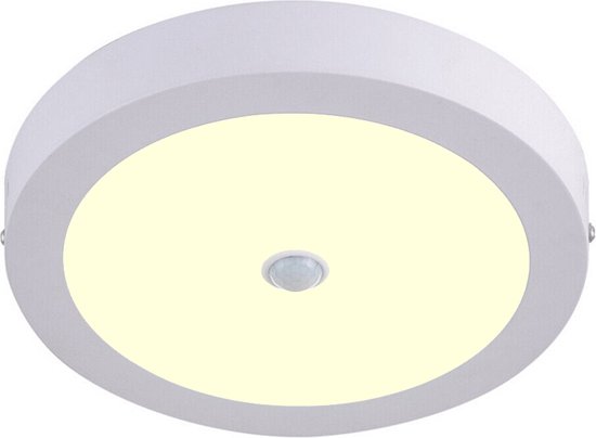 LED Downlight - Oficto Dury - PIR Bewegingssensor 360° + Dag en Nacht Sensor - 24W - Warm Wit 2700K - Opbouw - Rond - Mat Wit - OSRAM LEDs