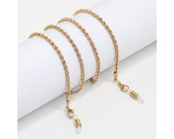 Plux Fashion Rope Brillenkoord - Goud - 3mm/70cm - Sieraden - Gouden Brillenkoord - Rope Chain Glasses Cord - Stainless Steel - HipHop Brillenkoord- Schakel Brillenkoord - Sieraden Cadeau - Luxe Style - Duurzame Kwaliteit - Moederdag Cadeau