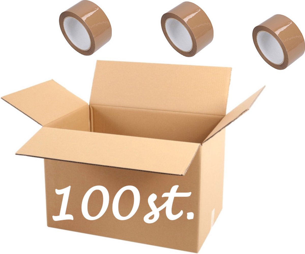 Verhuisdoos 100 Stuks GROOT Karton 600 X 400 X 500 Mm 1 ROL PLAKBAND verhuisdoos-100-stuks-groot-karton-600-x-400-x-500-mm-1-rol-plakband