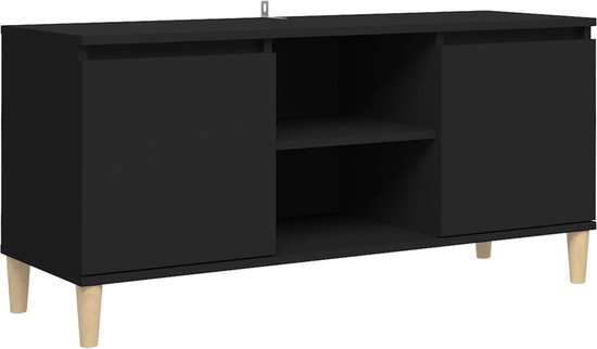 vidaXL - Tv-meubel - met - massief - houten - poten - 103,5x35x50 - cm - zwart