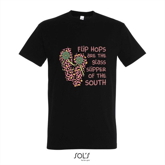 Foto: T shirt flip hops are the glass slipper of the south t shirt korte mouw zwart 4 jaar