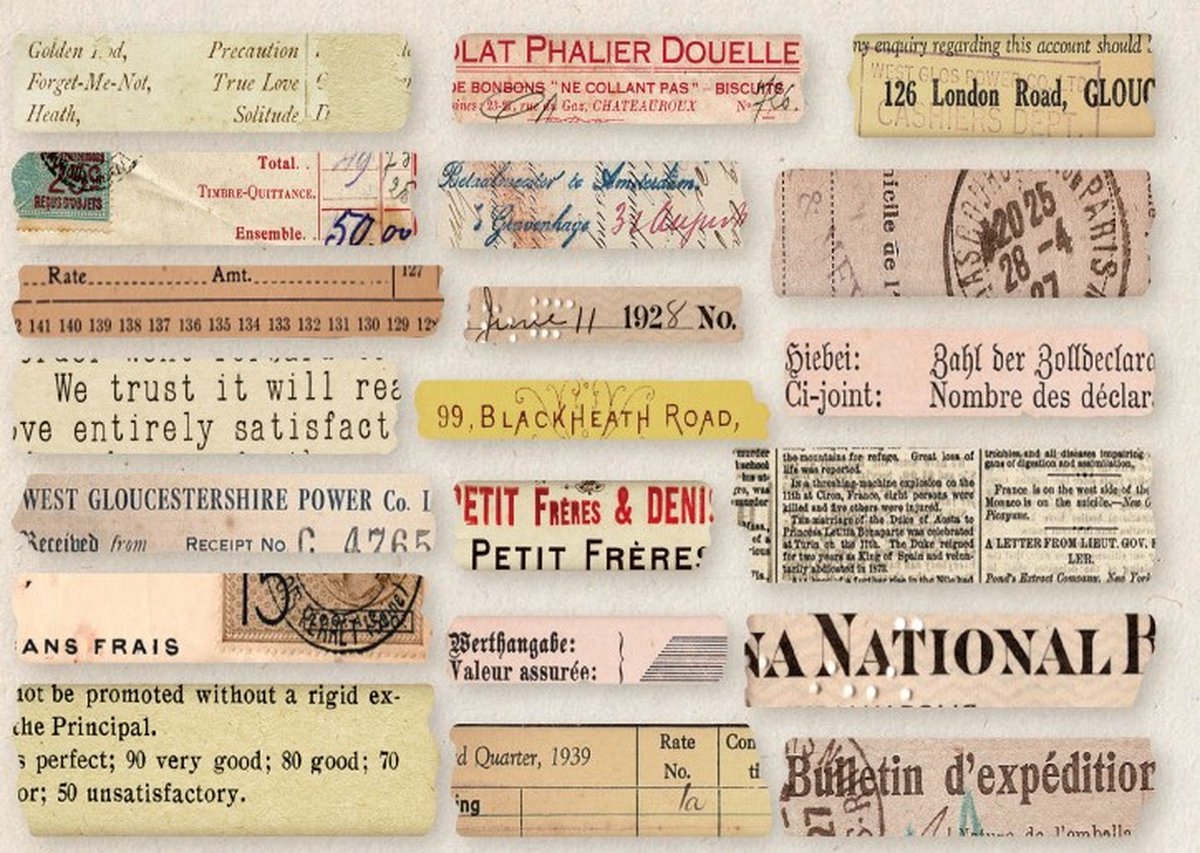 Stickerstrookjes – Vintage Script – 40 stuks – Stickers voor o.a. bulletjournal, scrapbooking en het maken van kaarten