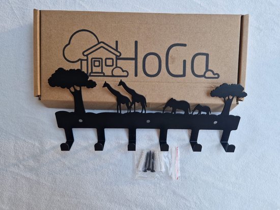 Kinderkapstok - metaal - 6 haken - Kapstok kinderen jungle - Olifant - Kinderkamer haakjes - Incl. schroeven 42CM — afbeelding 4