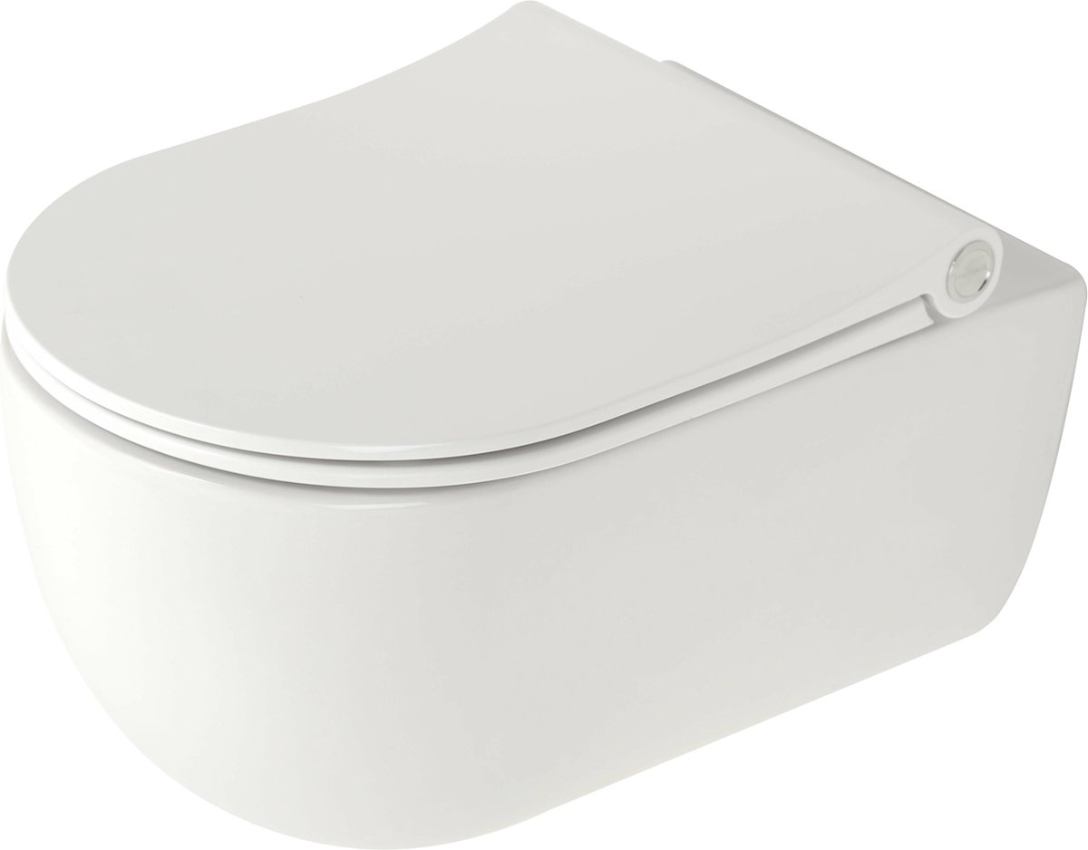 Plieger/Pressalit A/S Kansas compact hangend rimless toilet met slim wc bril 40 x 36 x 49 cm, wit