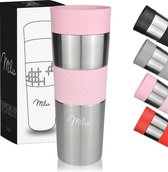 Thermo Mug 350 ml & 450 ml - Mug à café isotherme à emporter avec vous, 100% étanche, Mug en acier inoxydable, Mug de voiture à double paroi, Thermo Mug, Mug de voyage (rose, 450 ml)