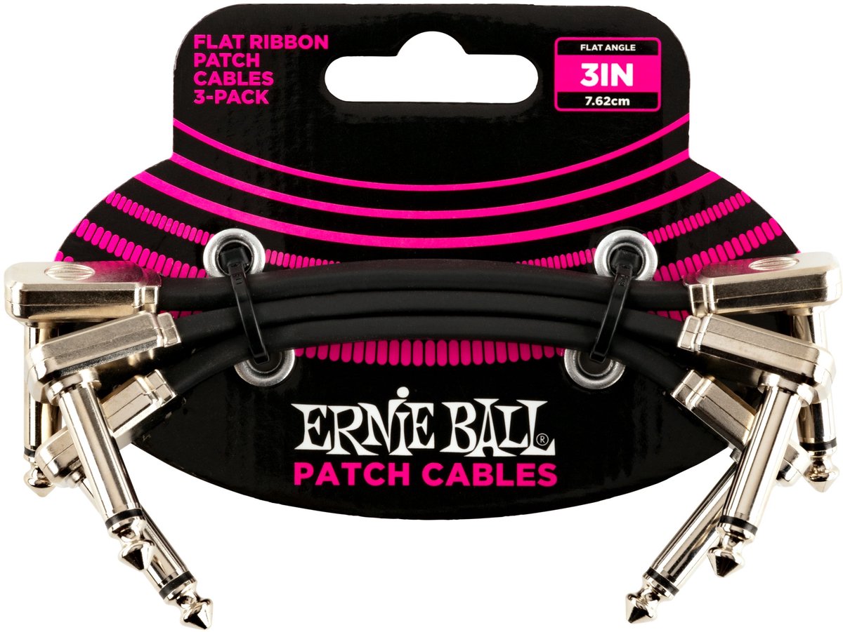 Ernie Ball PO6220 Flat Patch Cable 75mm (3-Pack) - Patchkabel