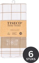 Tiseco Home Studio - Keukenhanddoek PHARAO BML - SET/6 - 100% katoen - met ophanglus - ultra-absorberend - sneldrogend- duurzaam materiaal - 50x70 cm - Zand